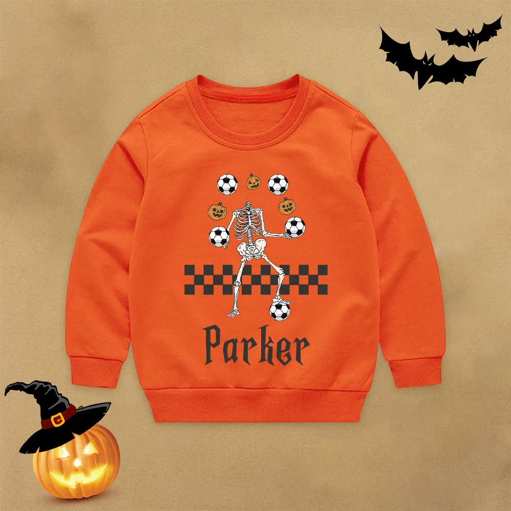 Personalized Kid Halloween Skeleton Party Sweatshirt | inSweatshirt76