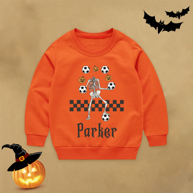 Personalized Kid Halloween Skeleton Party Sweatshirt | inSweatshirt76