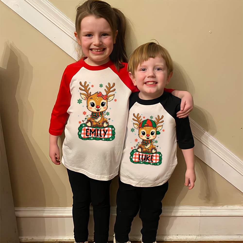 Personalized Kid Cozy Christmas Elk Sweatshirt | inSweatshirt85