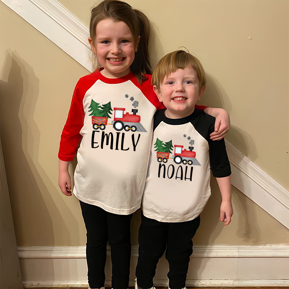 Personalized Kid Cozy Christmas Train Sweatshirt | inSweatshirt86