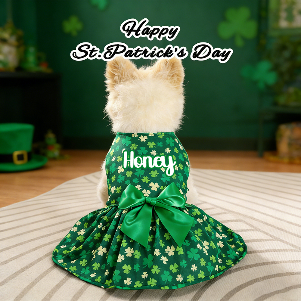 Personalized Pet Lucky St. Patricks Day Dress | inCloth01