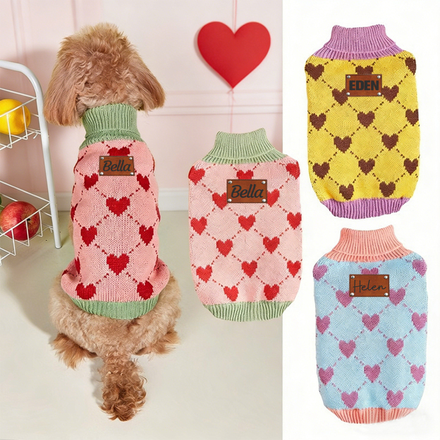 Personalized Heart Pattern Pet Sweater | inCloth05