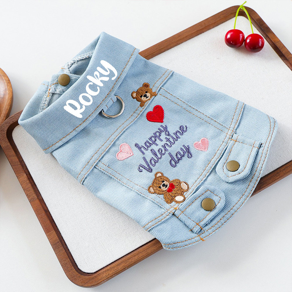 Personalized Pet Valentine’s Day Denim Jacket | inCloth06