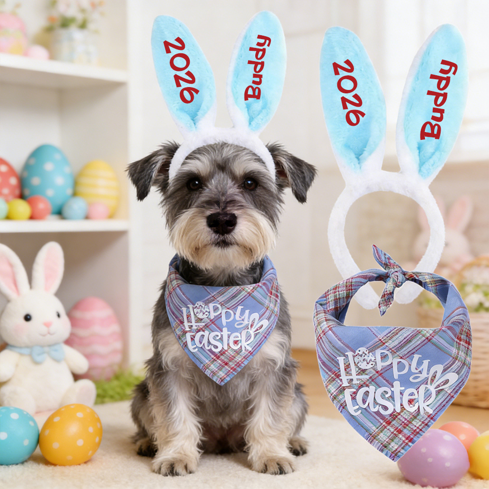 Personalized Easter Pet Bunny Headband and Bandana Set | inAccs11