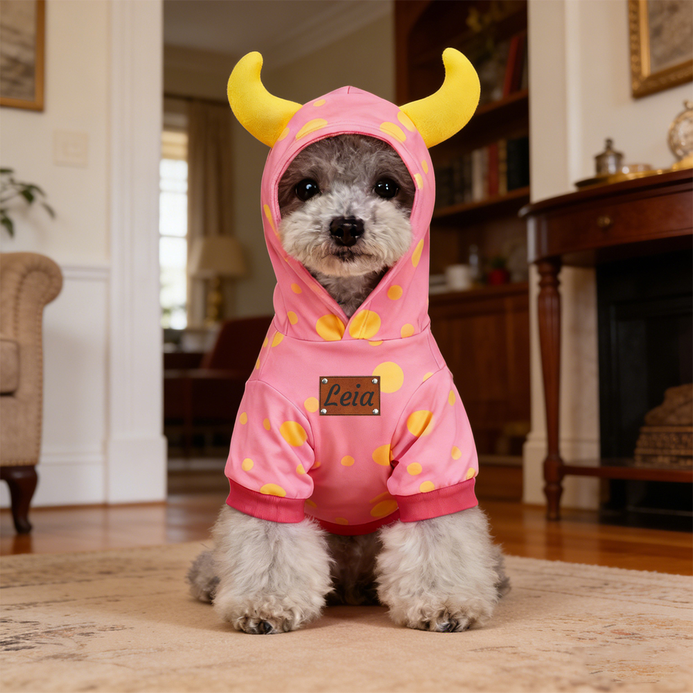 Personalized Leather Patch Name Pet Hoodie | inCloth15