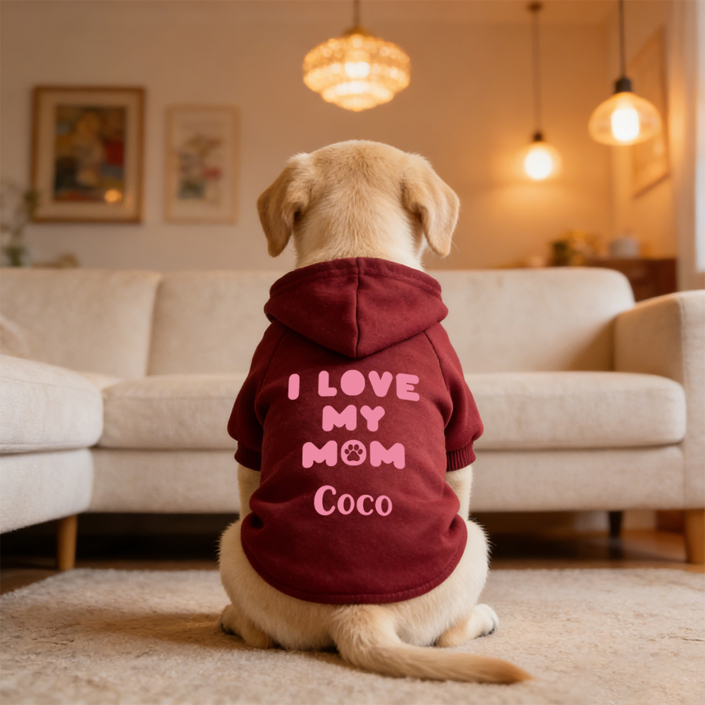 Personalized Name I Love Mom Pet Hoodie | inCloth25