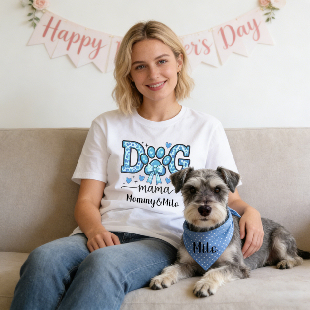 Personalized Mother's Day Dog Mom Shirt and Pet Bandana | inCloth45