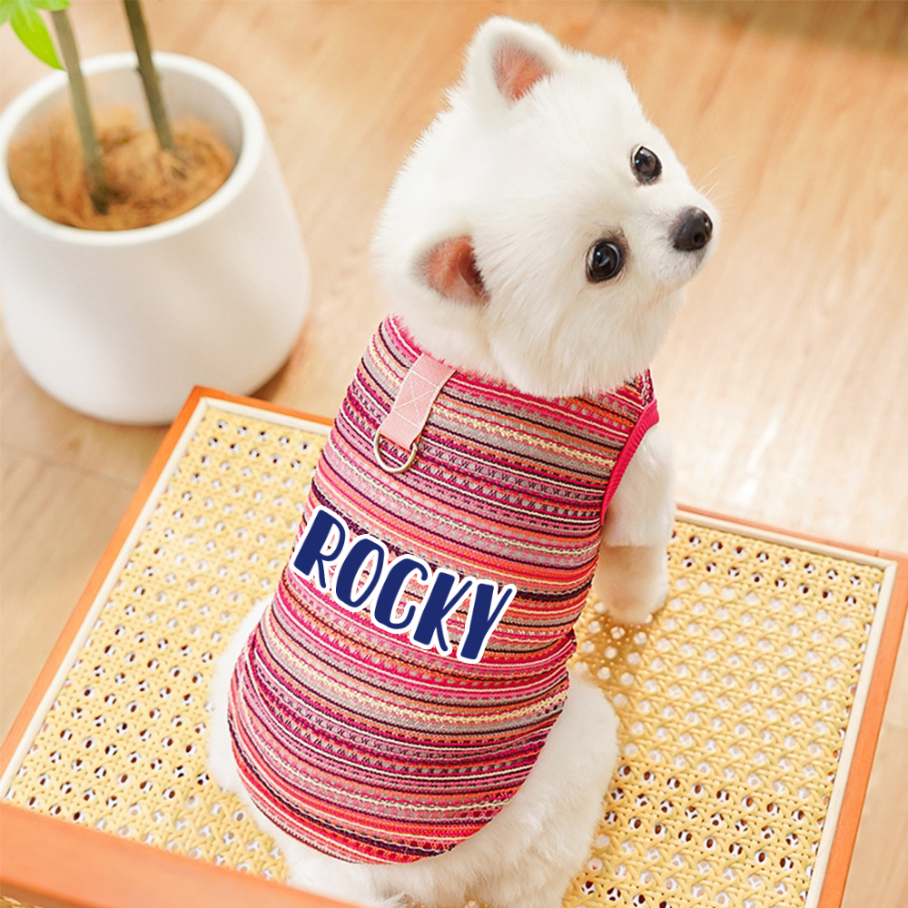 Personalized Name Striped Dog Jumpsuit | inCloth47