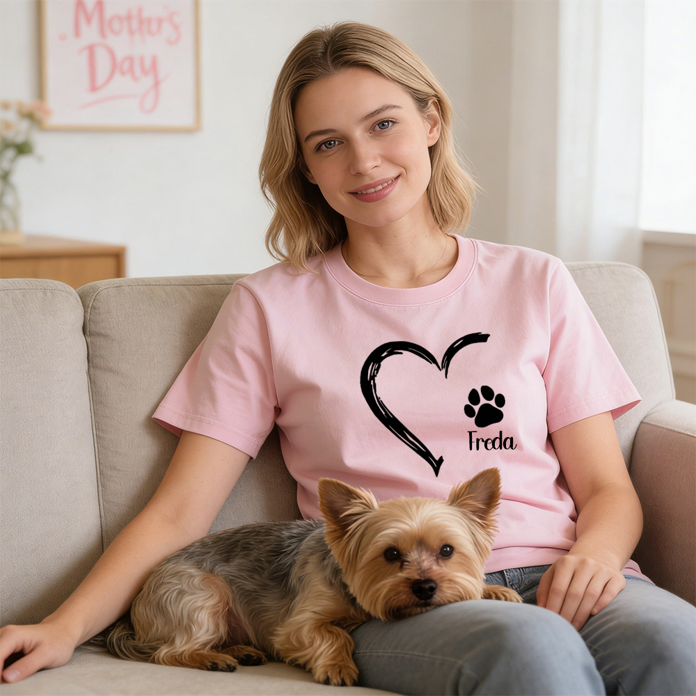 Personalized Mother's Day Pet Mom Heart T-Shirt | inCloth58
