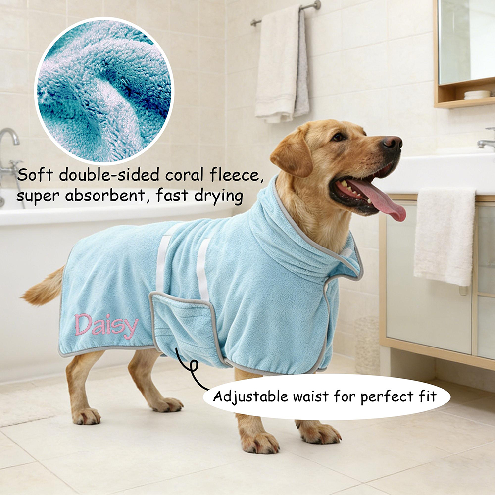 Personalized  Embroidered Name Absorbent Quick Dry Pet Towel Coat | inCloth74