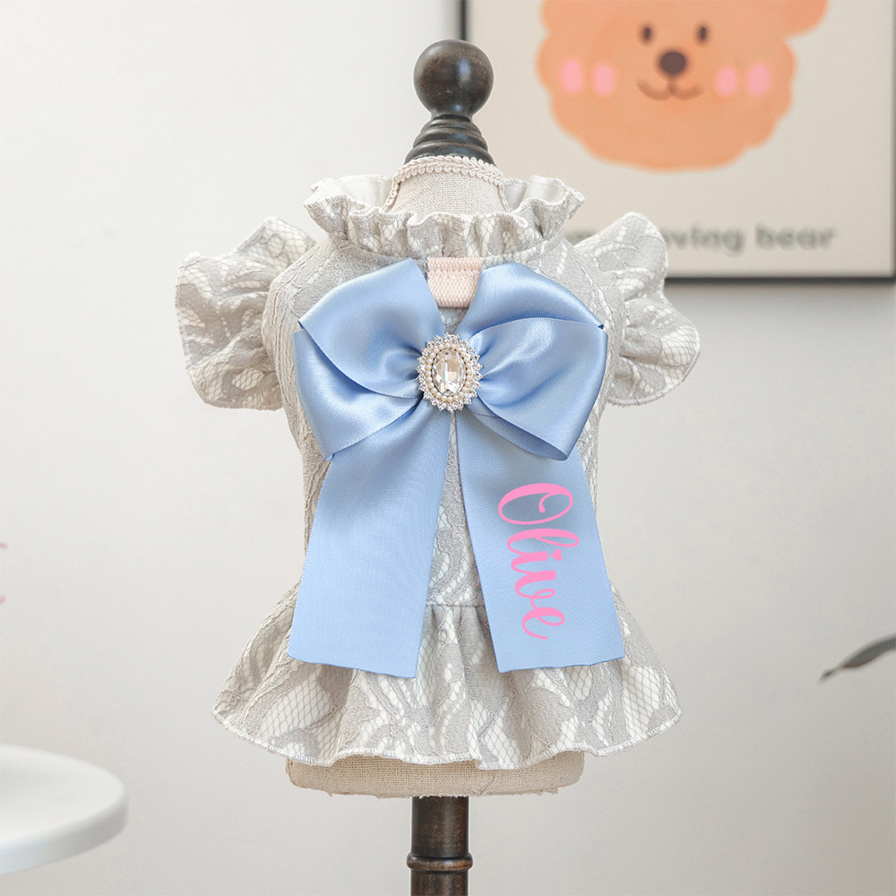 Personalized Name Pet Bowknot Lace Pet Dress | inCloth92