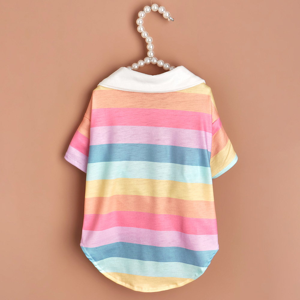 Personalized Pet Rainbow Striped Polo Shirt | inCloth106