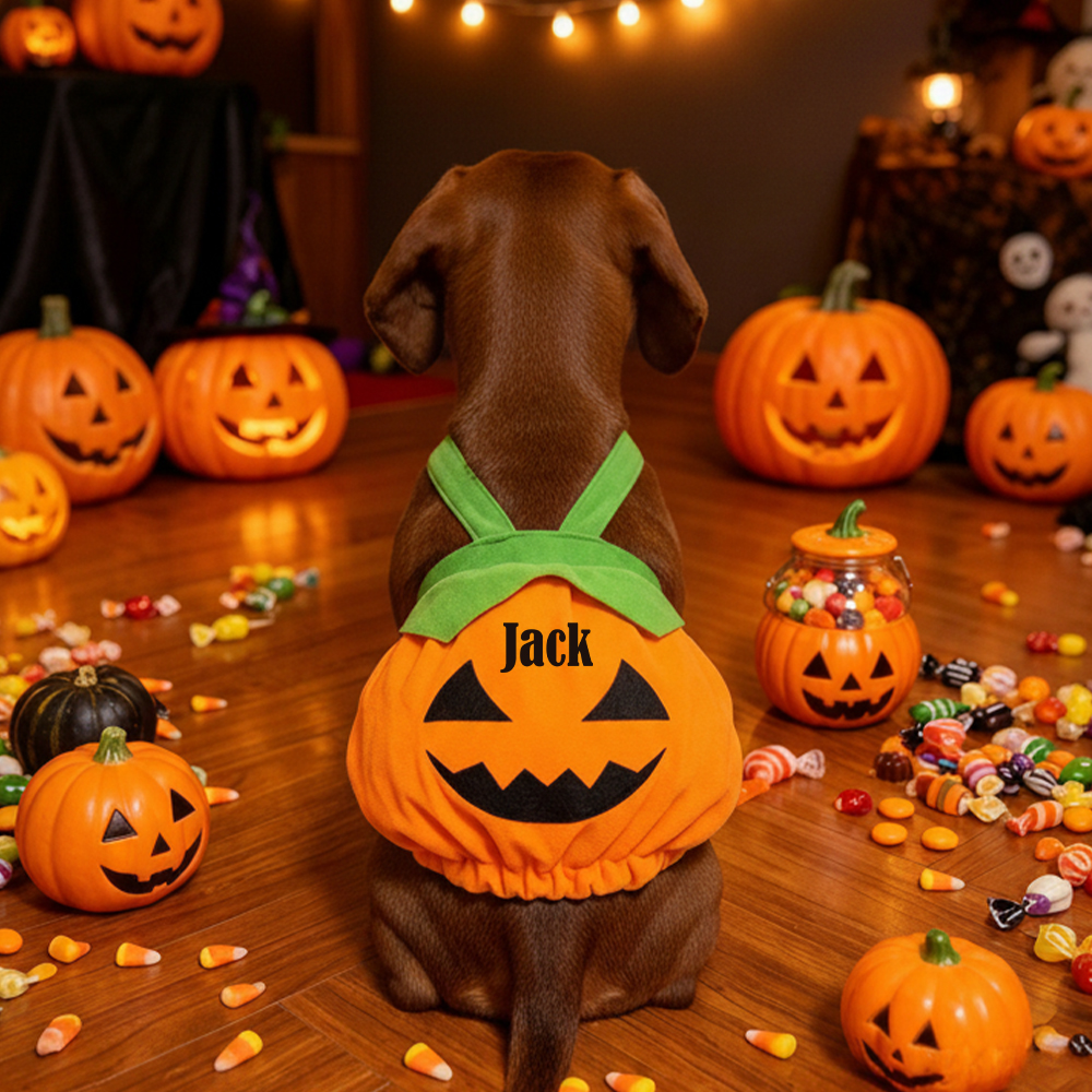 Personalized Pet Halloween Pumpkin Pinafore Dress | inCloth112
