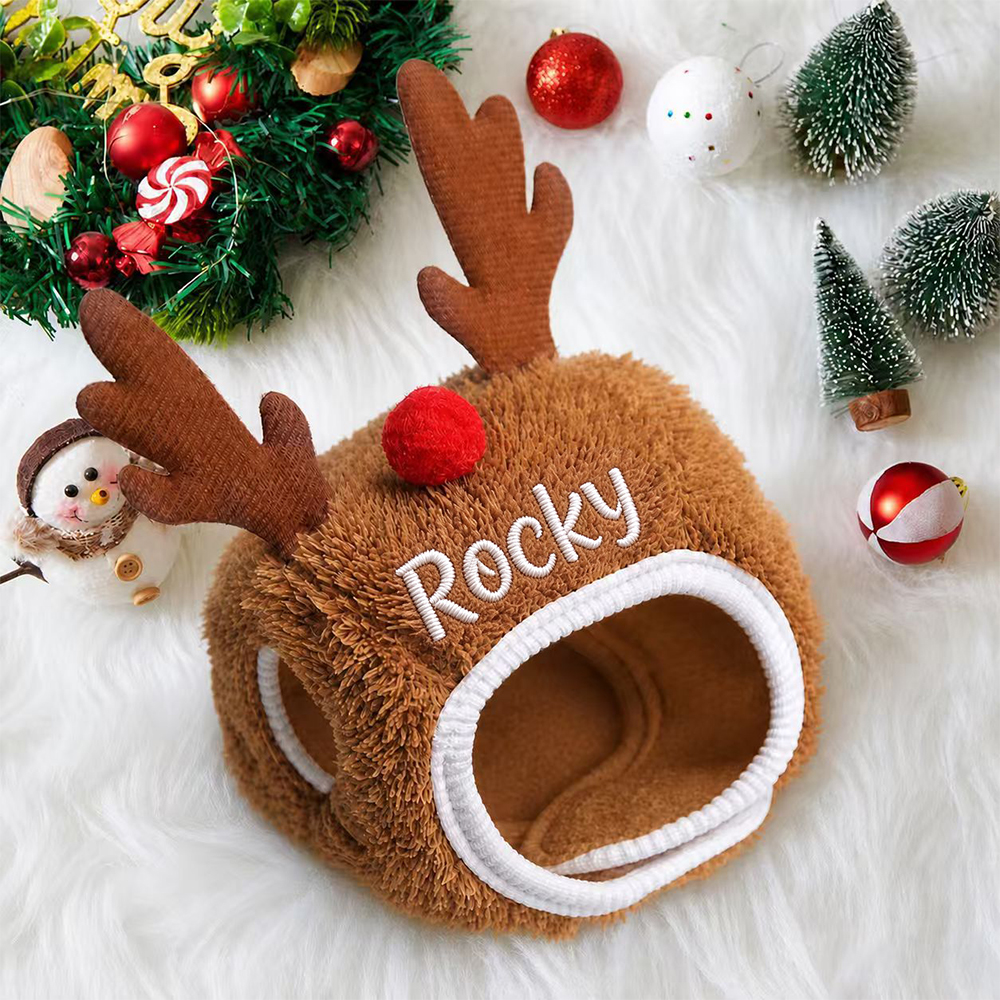 Personalized Embroidered Name Christmas Pet Hat | inHat08