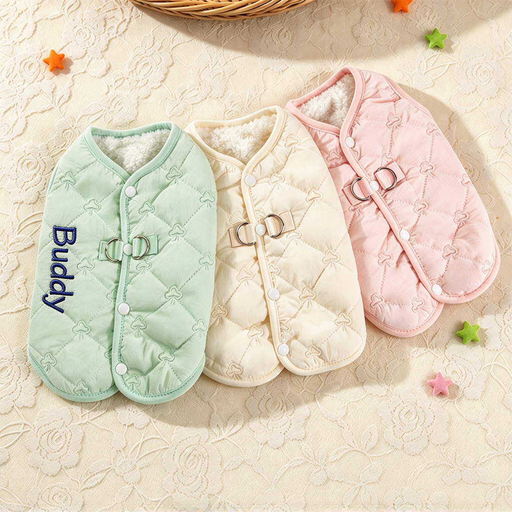 Personalized Embroidered Name Quilted Warm Pet Vest | incloth133