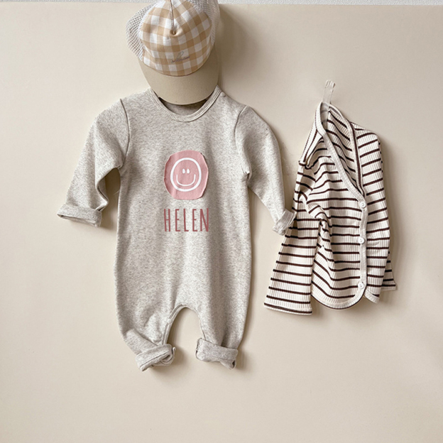 Personalized Kids Cozy Smile Face Sweatshirt Romper | inRomper12