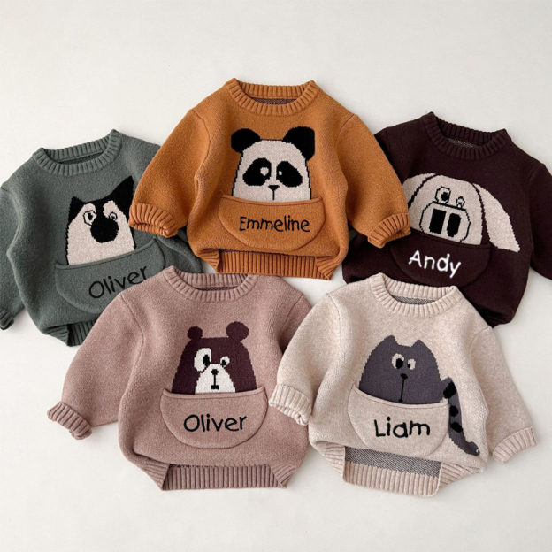 Personalized Embroidered Cute Animal Kids Sweater | inSweater03