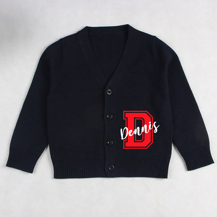 Personalized Color Kids Button Cardigan | inSweater06