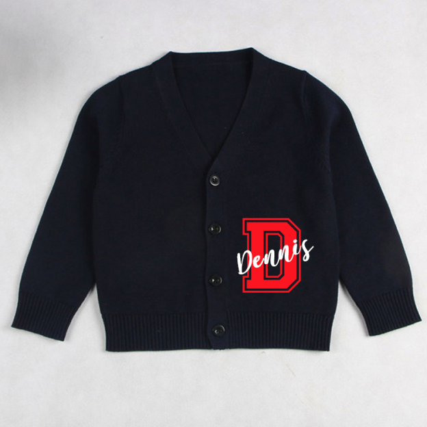Personalized Color Kids Button Cardigan | inSweater06