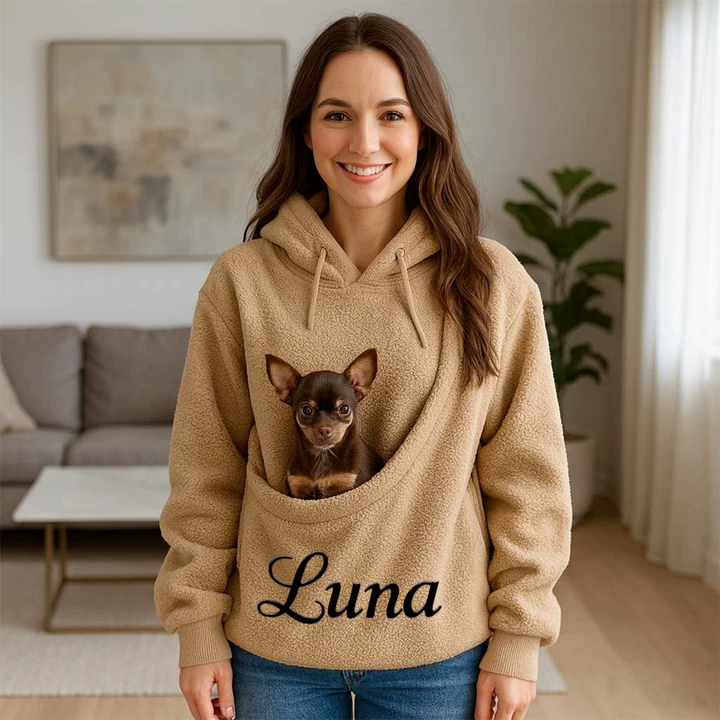 Personalized Embroidered Name Cozy Pet Carrier Fleece Hoodie | KKCloth330