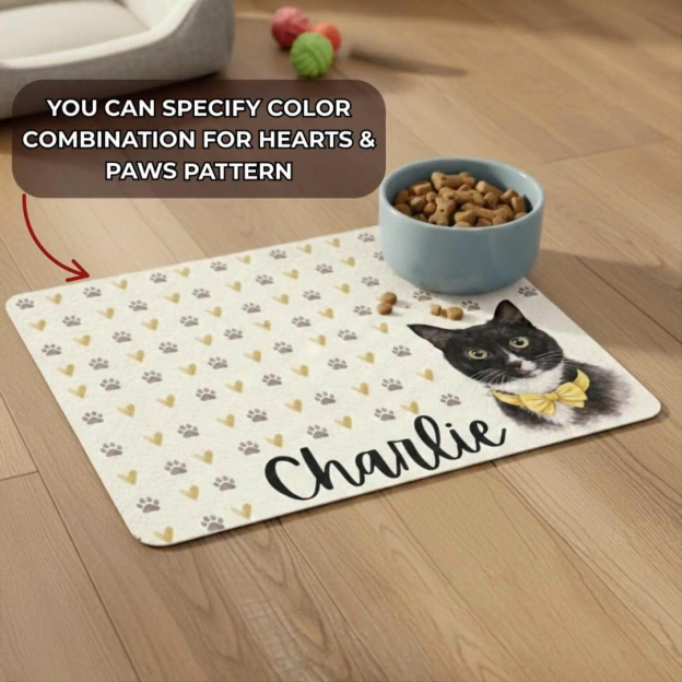 Personalized Pet Food Mat With Portrait | inAccs20
