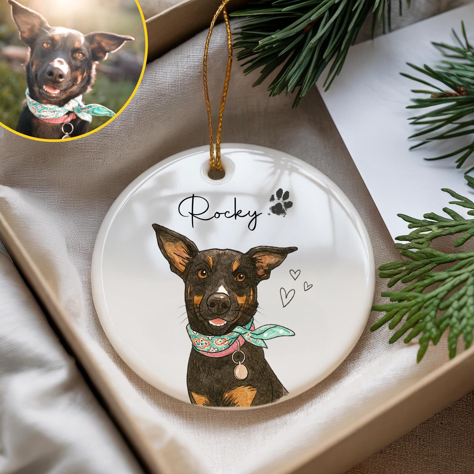 Personalized Watercolor Pet Photo Ornament | inAccs67