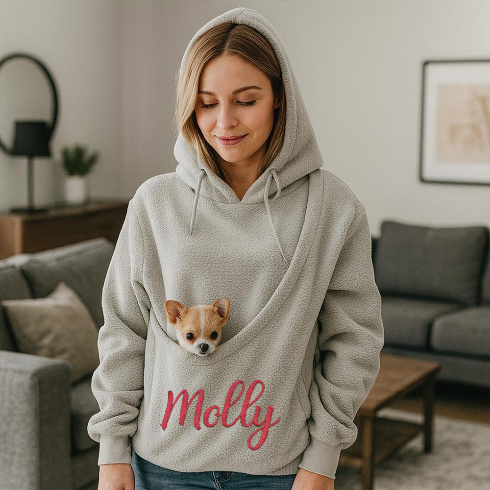 Personalized Embroidered Name Cozy Pet Carrier Fleece Hoodie | KKCloth330
