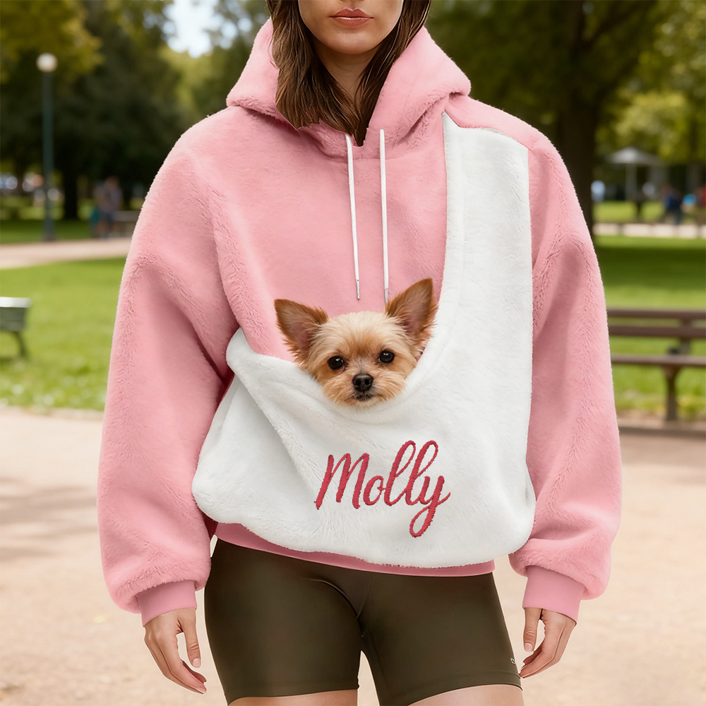Personalized Embroidered Name Cozy Pet Carrier Fleece Hoodie | KKCloth333
