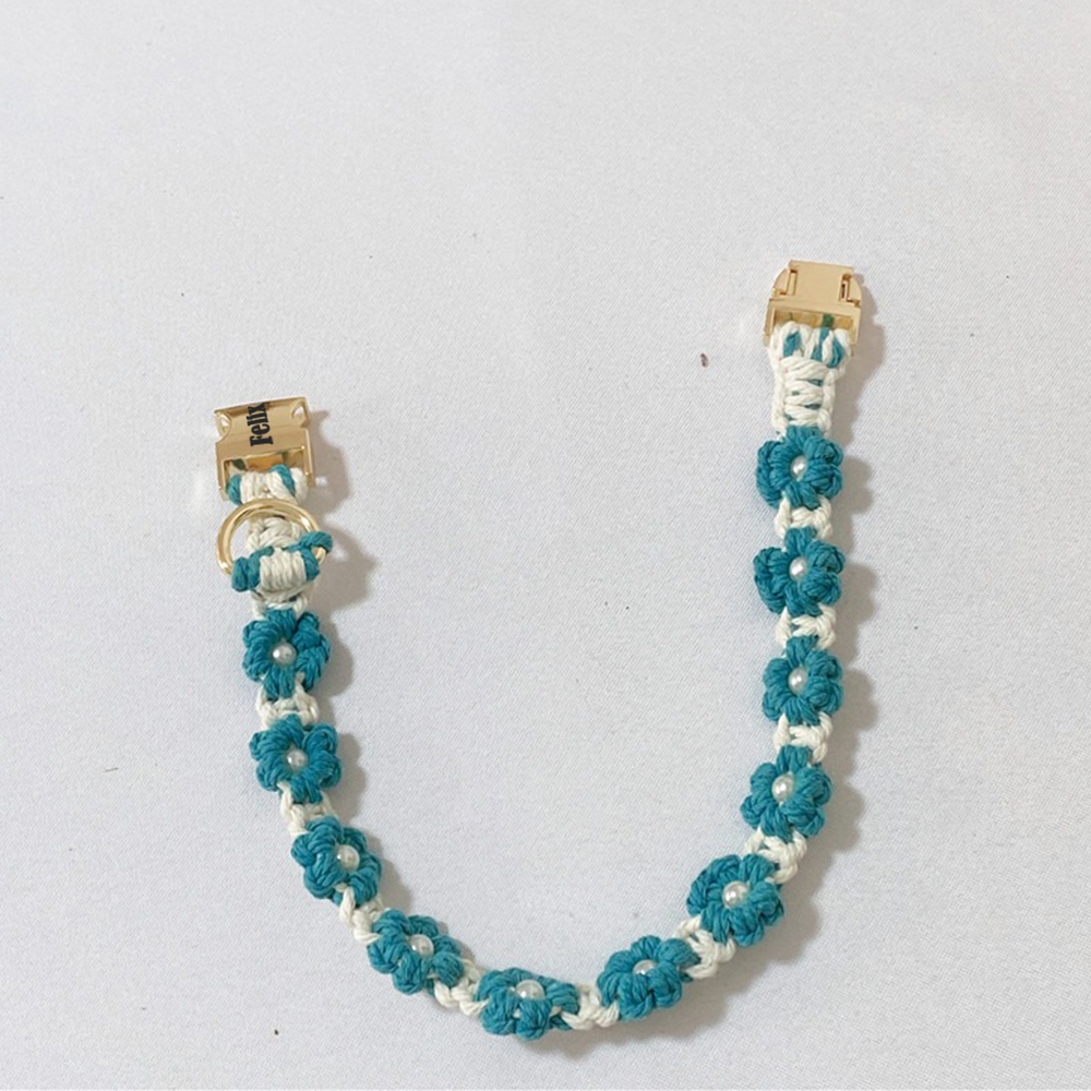 Personalized Engraved Name Woven Flower Pet Collar | KKPet450