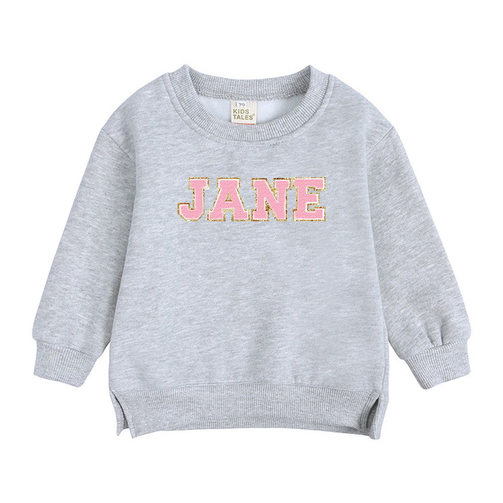 Personalized Kid Chenille Patch Name Crewneck Sweatshirt | insweatshirt57