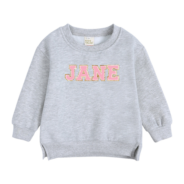 Personalized Kid Chenille Patch Name Crewneck Sweatshirt | insweatshirt57