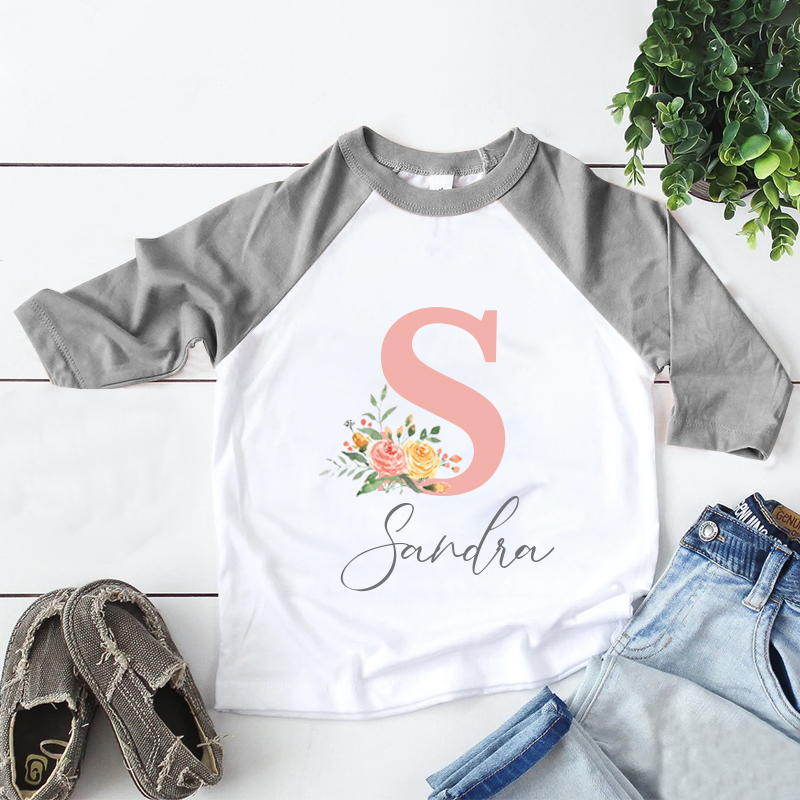 Personalized Kid Cozy Soft Floral Initial Sweatshirt | inSweatshirt59