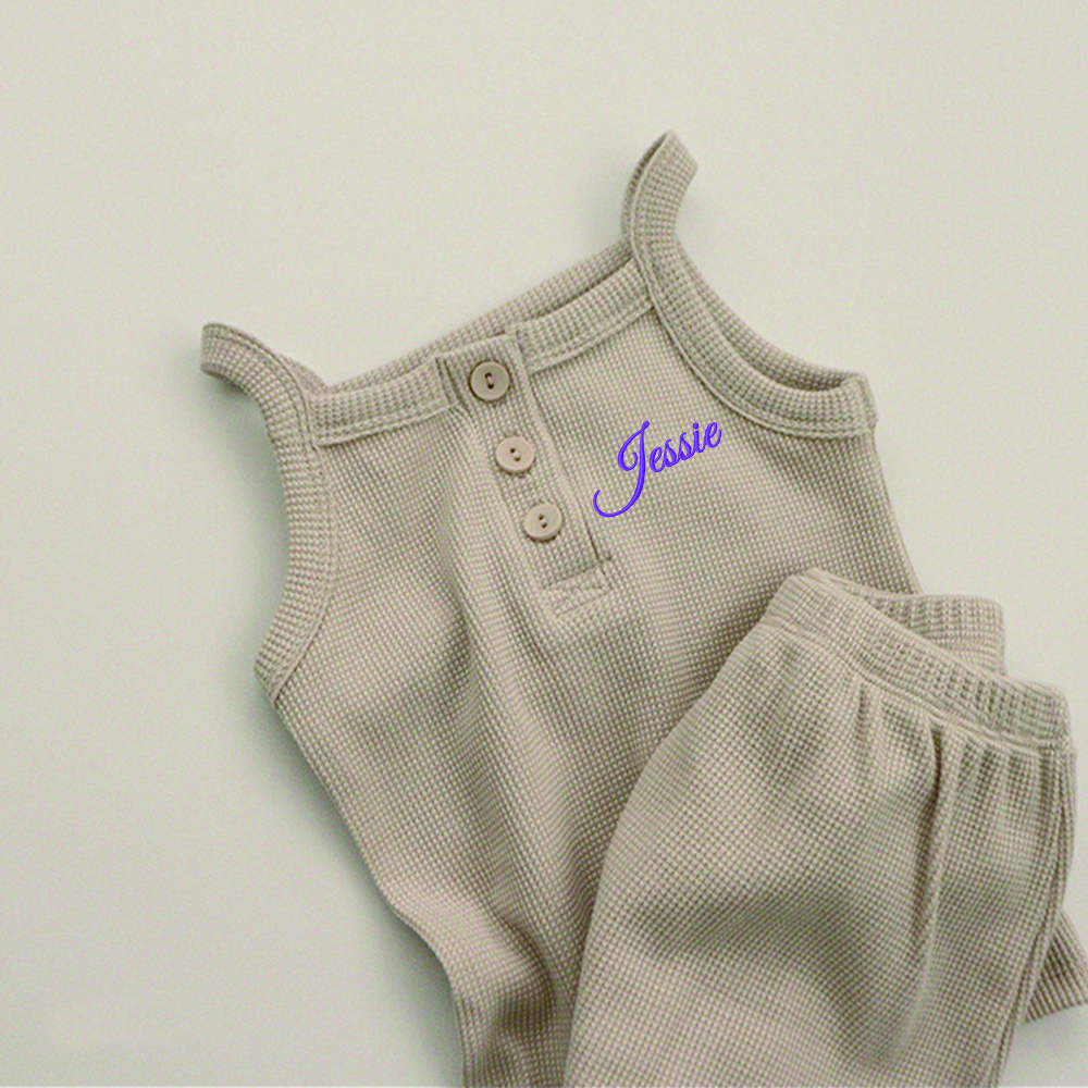 Personalized Embroidery Waffle Baby Cozy Soft Summer Romper | inRomper28