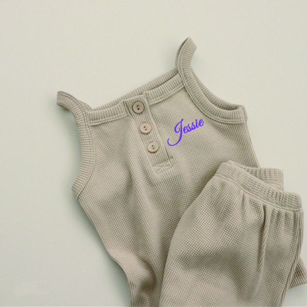 Personalized Embroidery Waffle Baby Cozy Soft Summer Romper | inRomper28