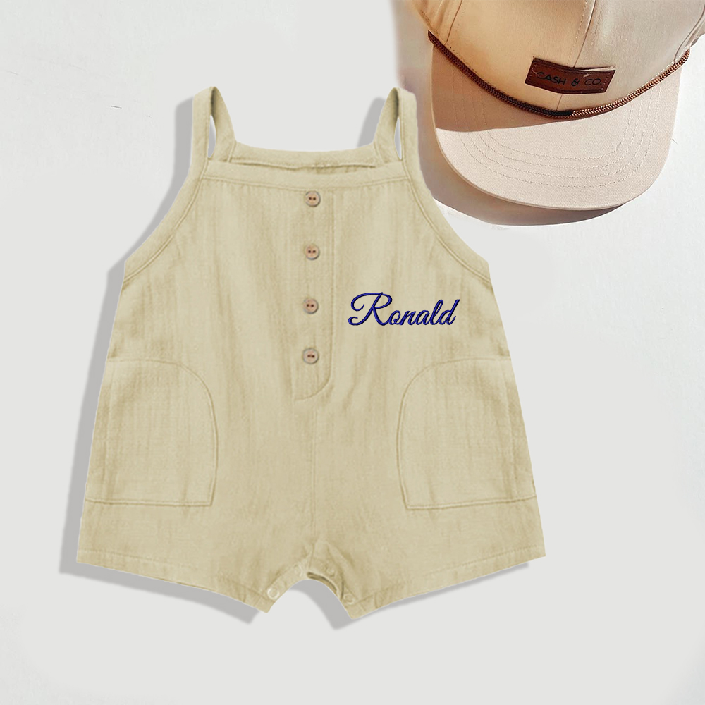 Personalized Embroidery Baby Cotton Muslin Romper | inRomper33