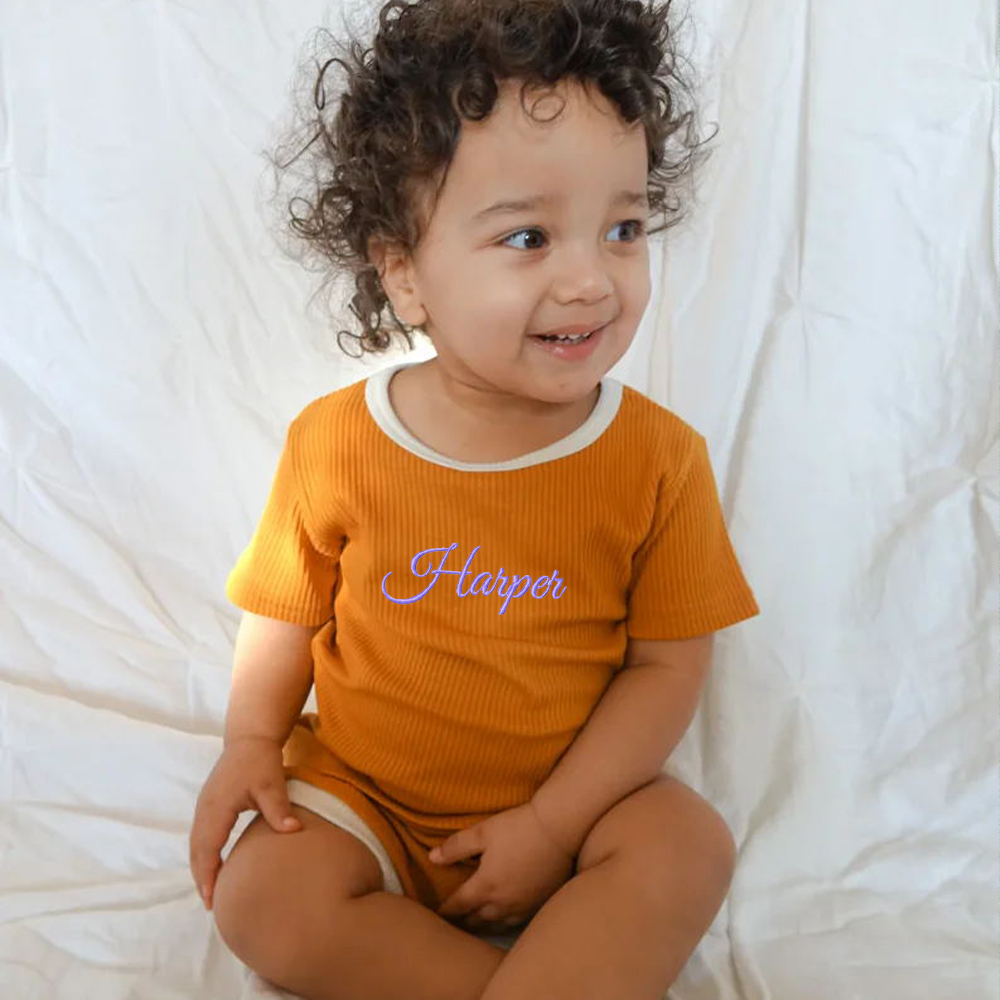 Personalized Embroidery Baby Cotton Cozy Soft Colourful Outfit Set | inSet45