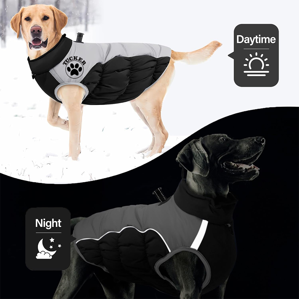 Personalized Pet Winter Warm Reflective Safety Puffer Vest | BKPet308