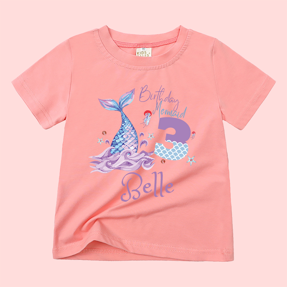 Personalized Girls Lovely Mermaid Birthday T-Shirt | inTee15