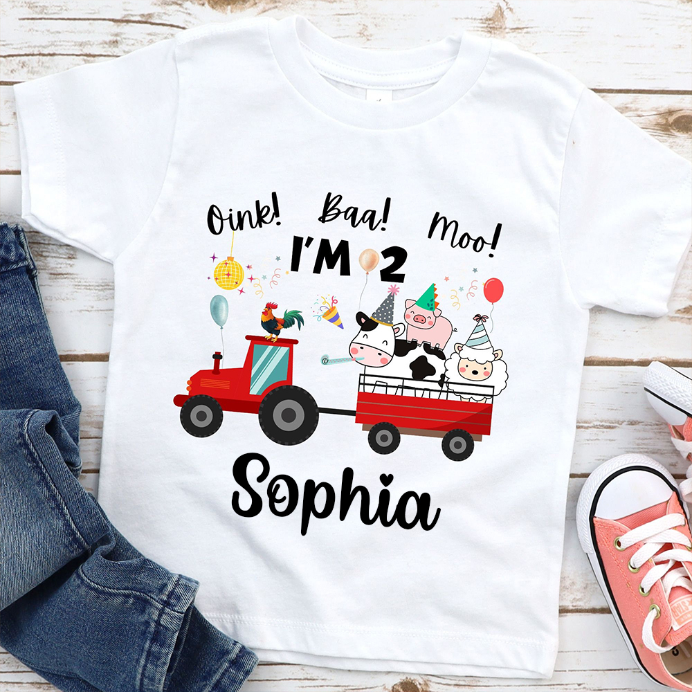 Personalized Kid Cute Farm Animal Party Birthday T-Shirt | inTee17