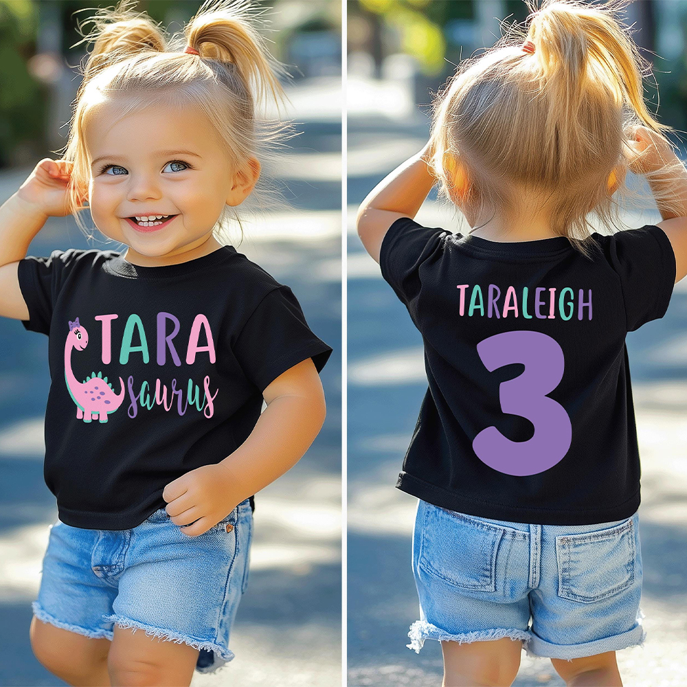 Personalized Cute Dinosaur Girl Birthday T-Shirt | inBirth17