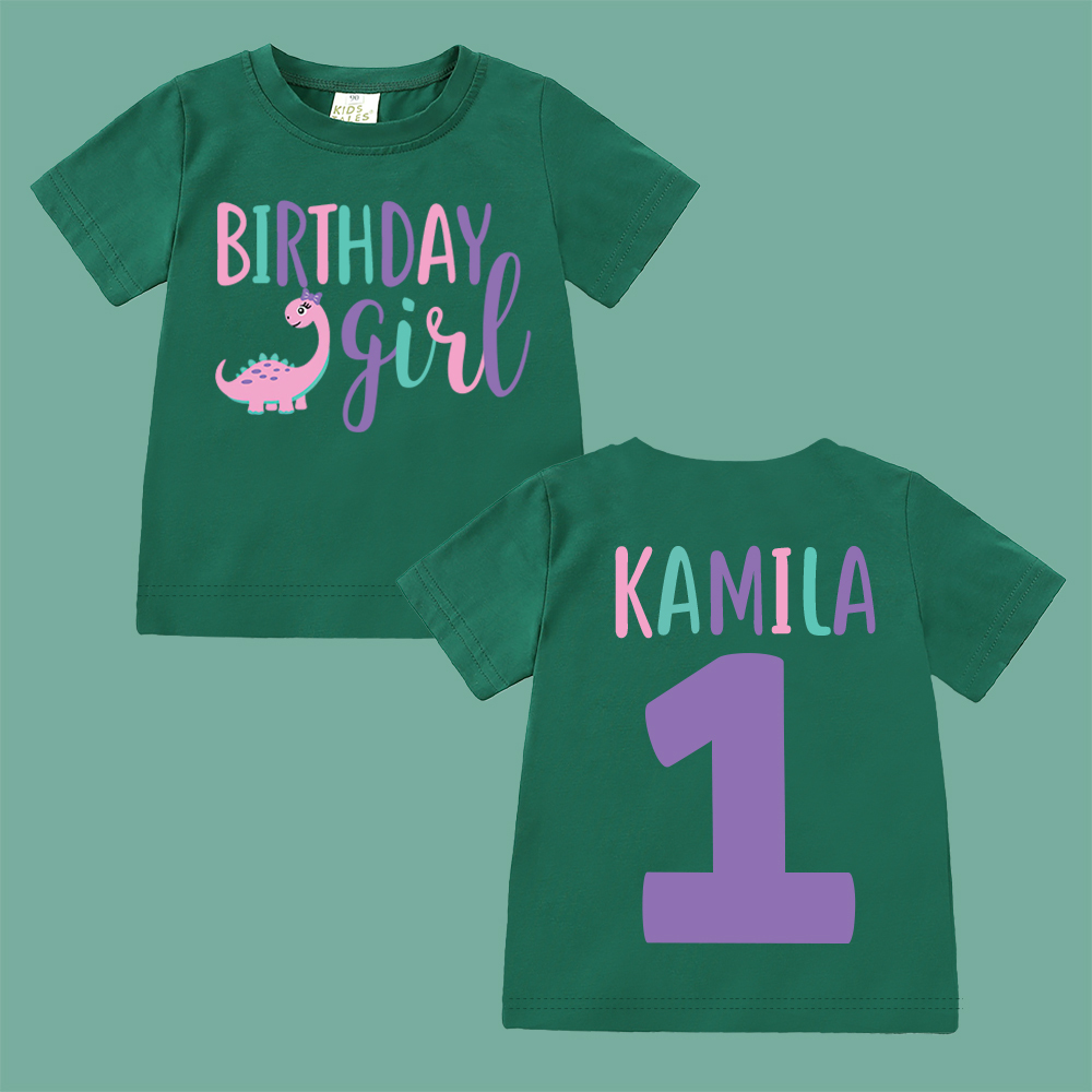 Personalized Cute Dinosaur Girl Birthday T-Shirt | inBirth17