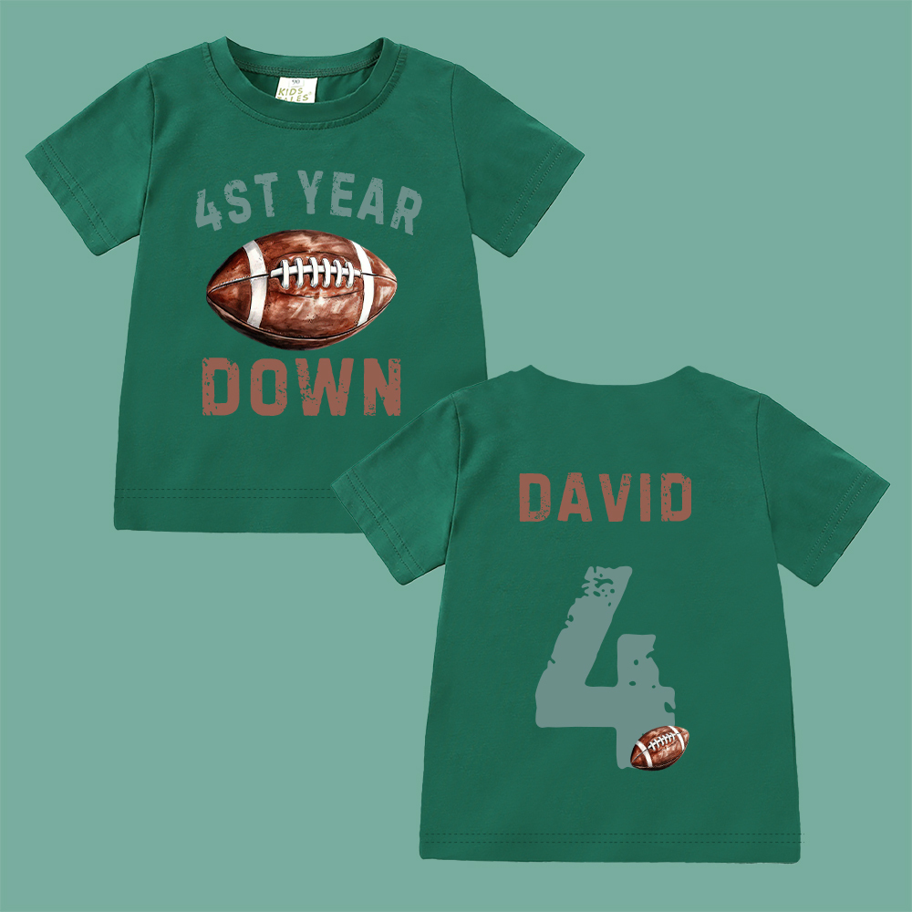 Personalized First Year Down Football Birthday T-Shirt | inBirth20