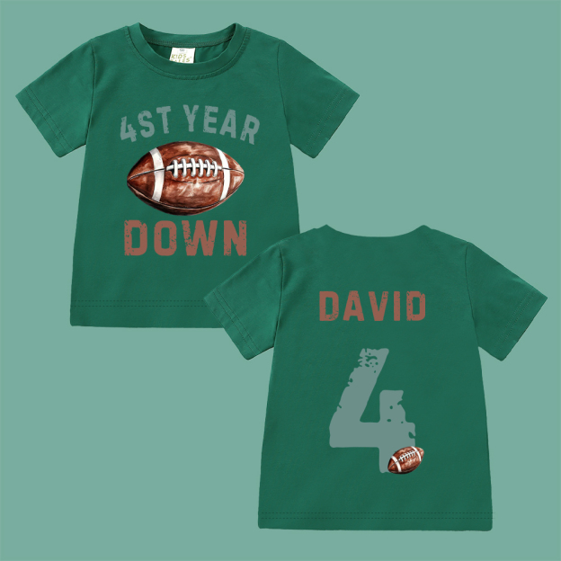 Personalized First Year Down Football Birthday T-Shirt | inBirth20