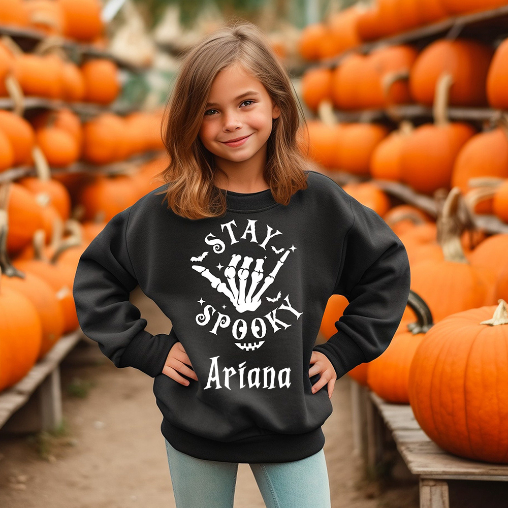 Personalized Kid Halloween Skeleton Party Sweatshirt | inSweatshirt76
