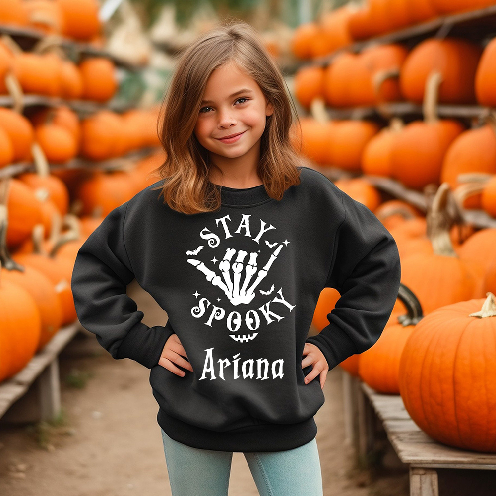 Personalized Kid Halloween Skeleton Party Sweatshirt | inSweatshirt76
