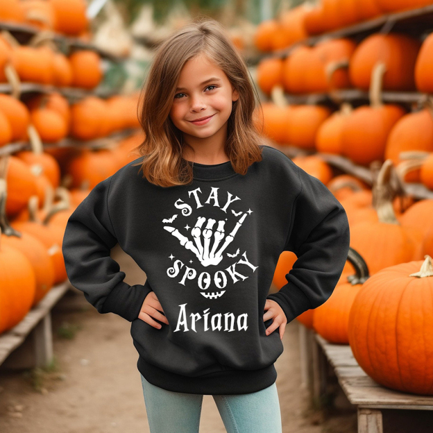 Personalized Kid Halloween Skeleton Party Sweatshirt | inSweatshirt76