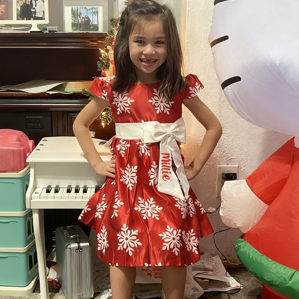 Personalized Girls Christmas Snowflake Princess Dress | inDress01