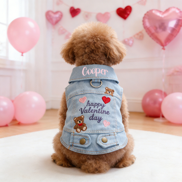 Personalized Pet Valentine’s Day Denim Jacket | inCloth06