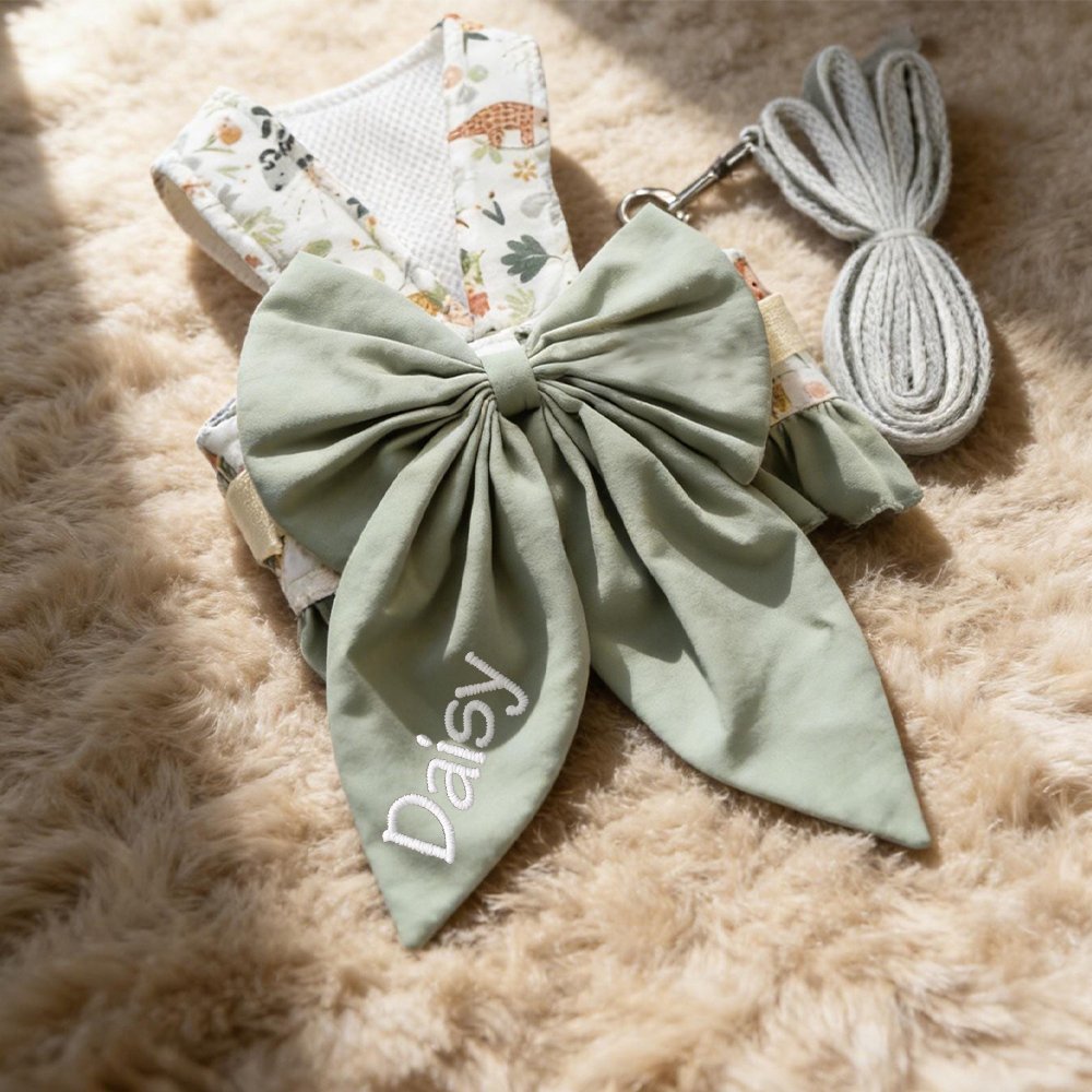 Personalized Embroidered Name Pet Floral Harness | inAccs08