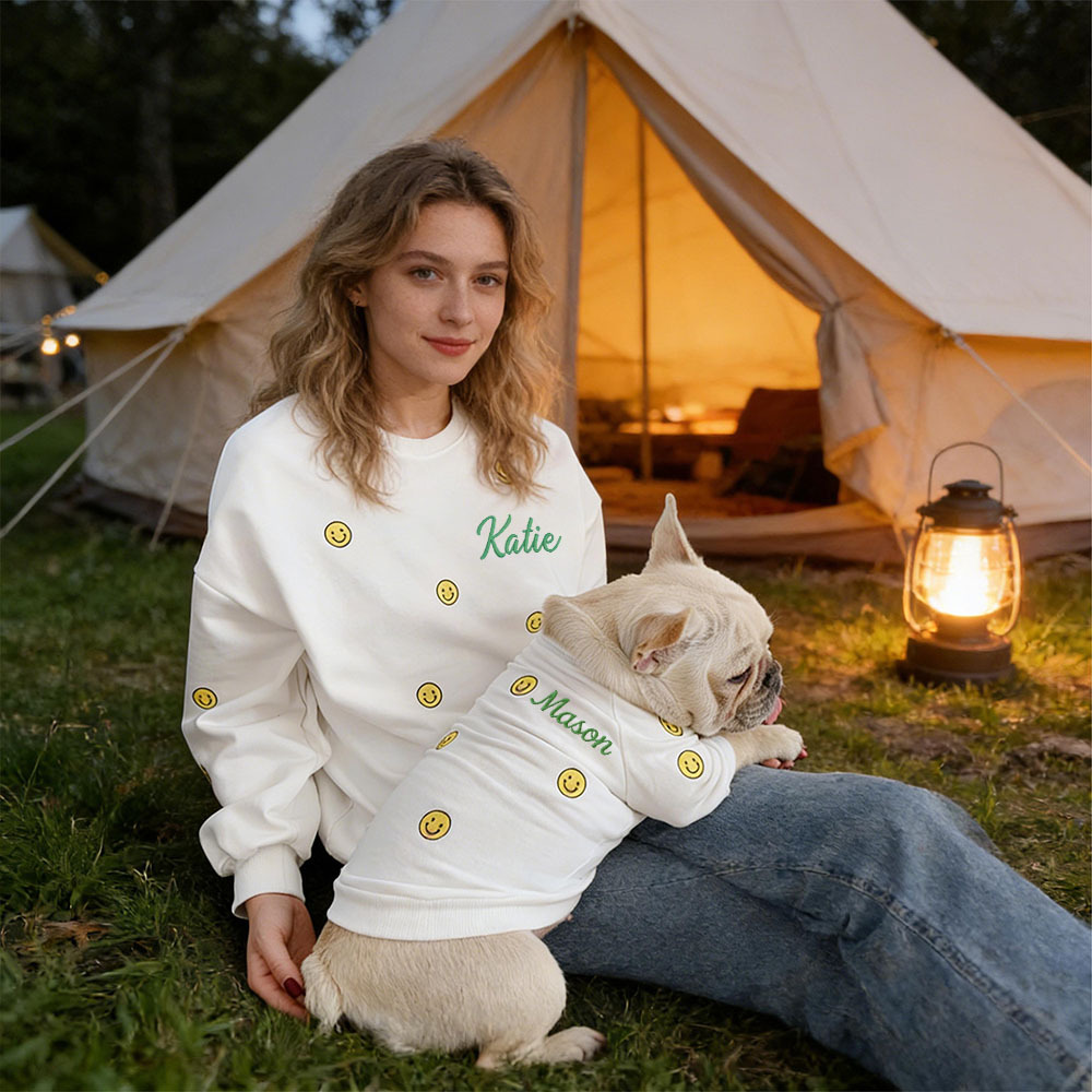 Personalized Embroidered Name Mom and Dog Matching Sweatshirts | inCloth28